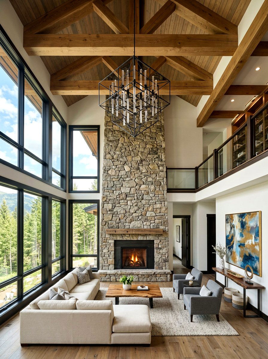 Double Height Ceiling Living Room - 30 designer showroom living room ideas