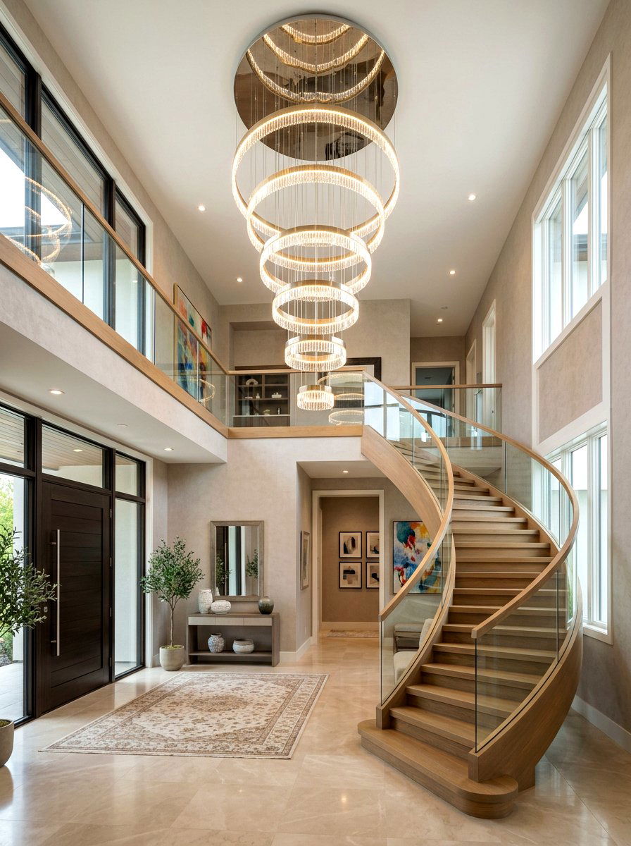 Double Height Foyer Light - 30 staircase lighting ideas