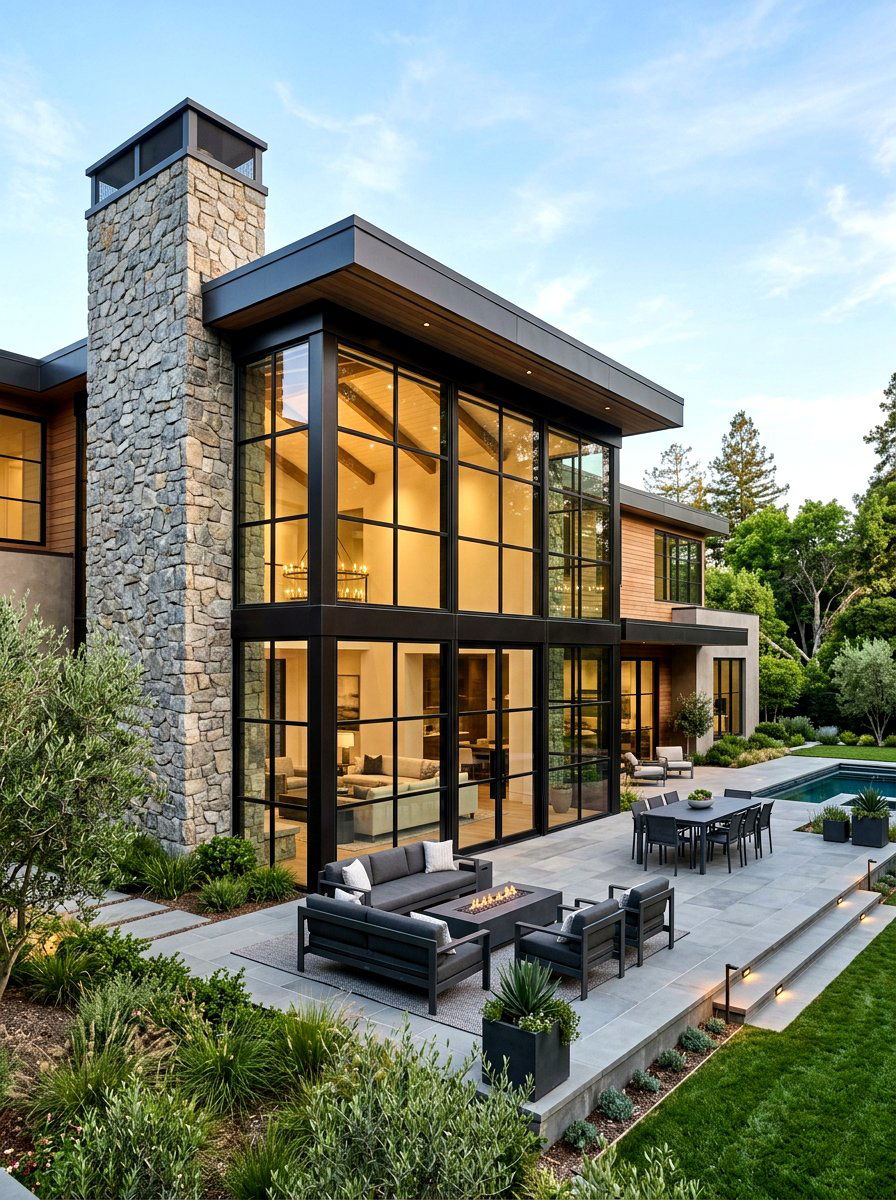 Double Height Great Room Window - 30 black bronze window exterior ideas
