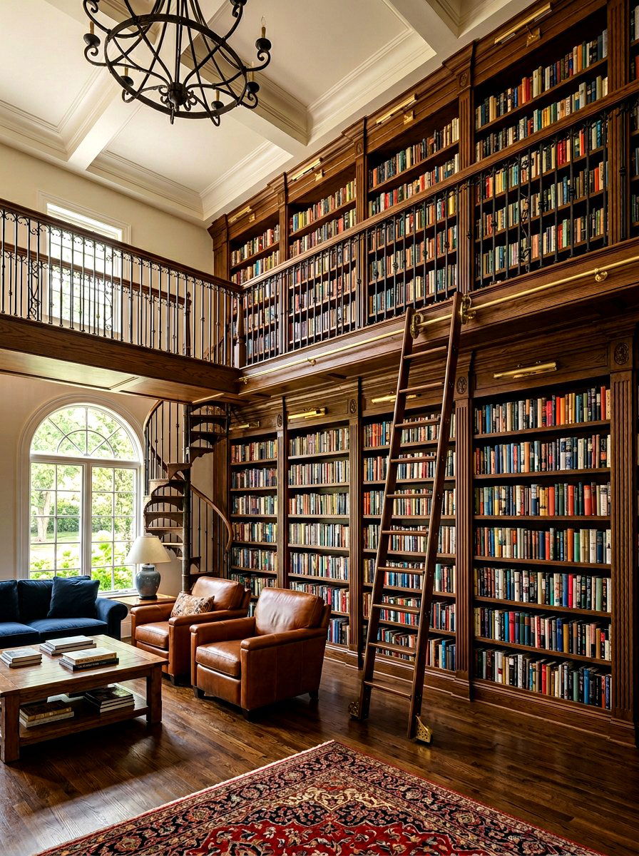Double Height Library - 30 home library wall ideas