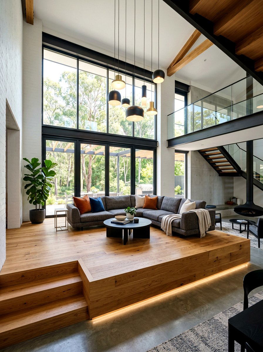 Double Height Room Platform - 30 split level seating ideas