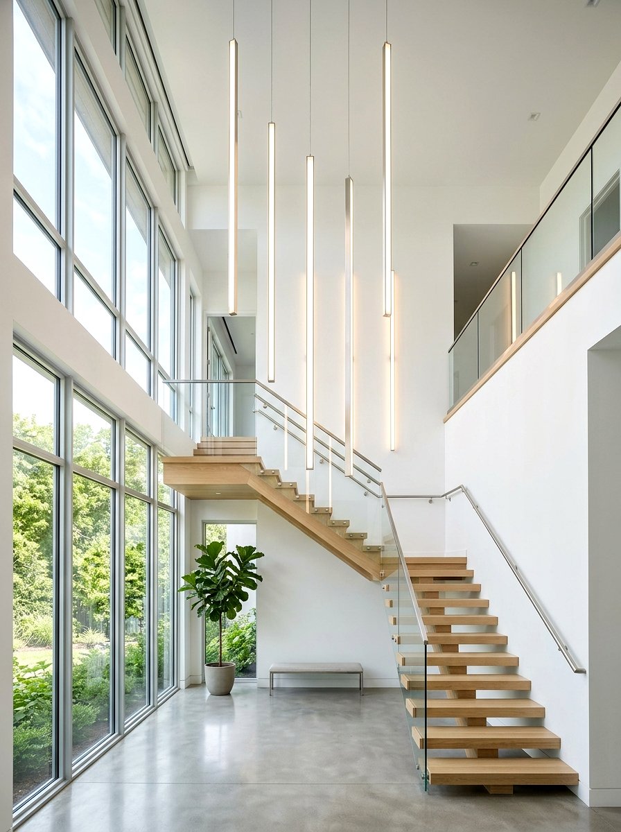 Double Height Stairway Window Light - 30 stair lighting ideas