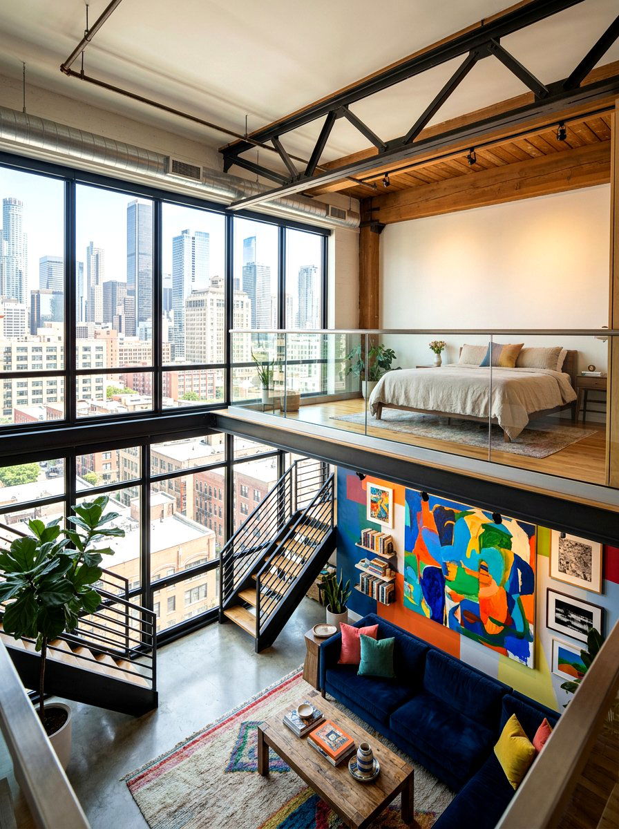 Double Height Studio Loft - 30 studio sleeping nook ideas