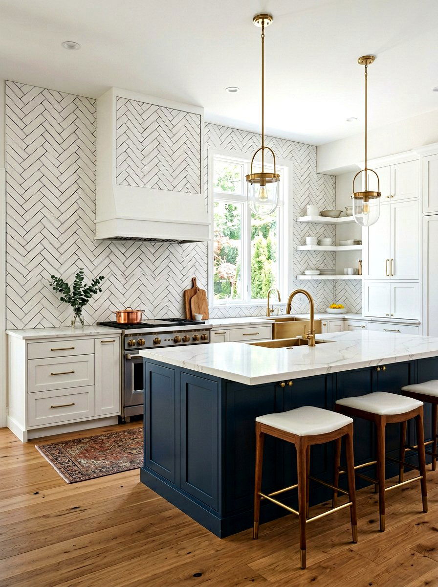 Double Herringbone Subway Tile Kitchen - 30 subway tile kitchen ideas