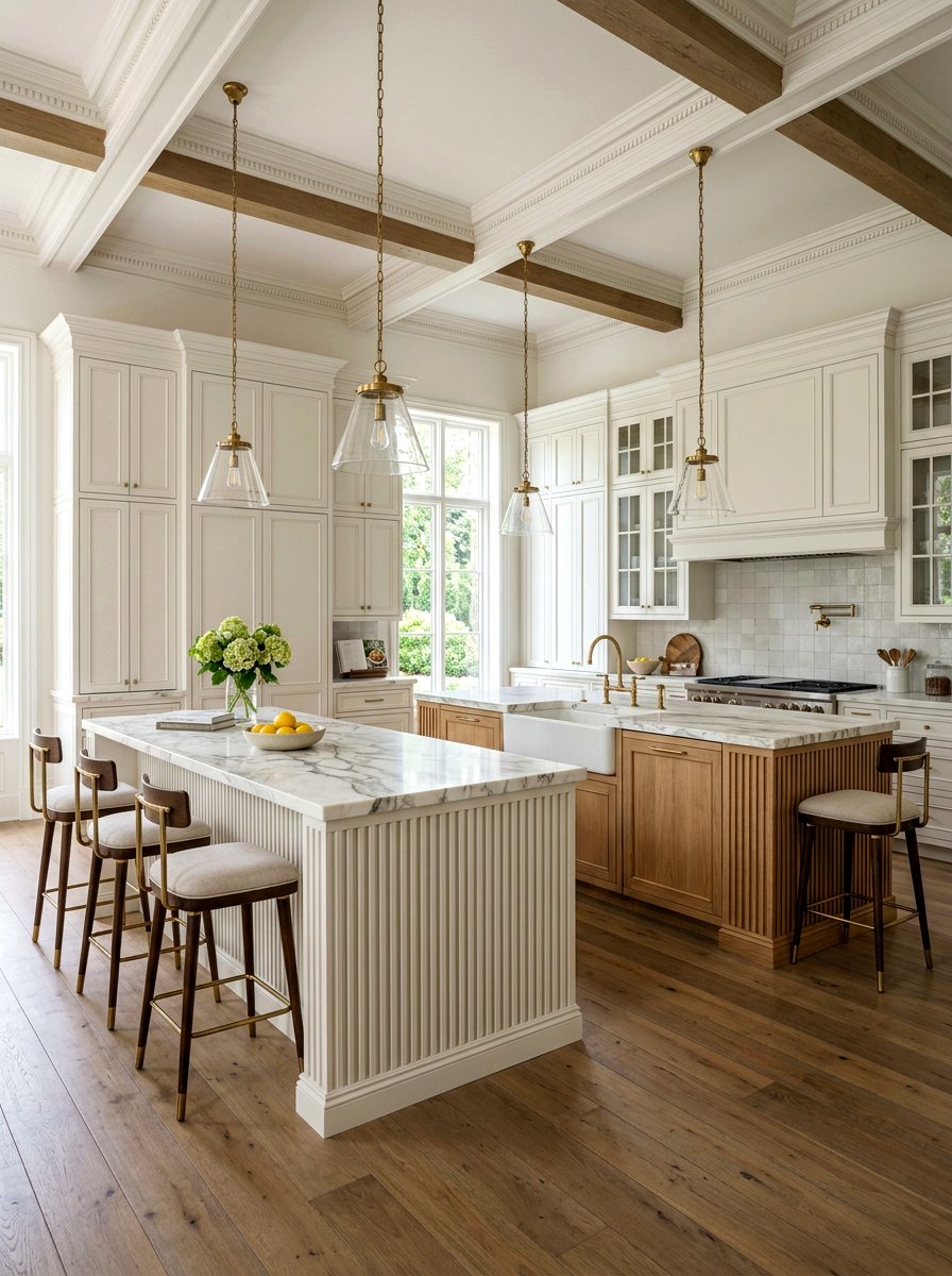 Double Island With Reeded Texture - 30 reeded wood kitchen island ideas