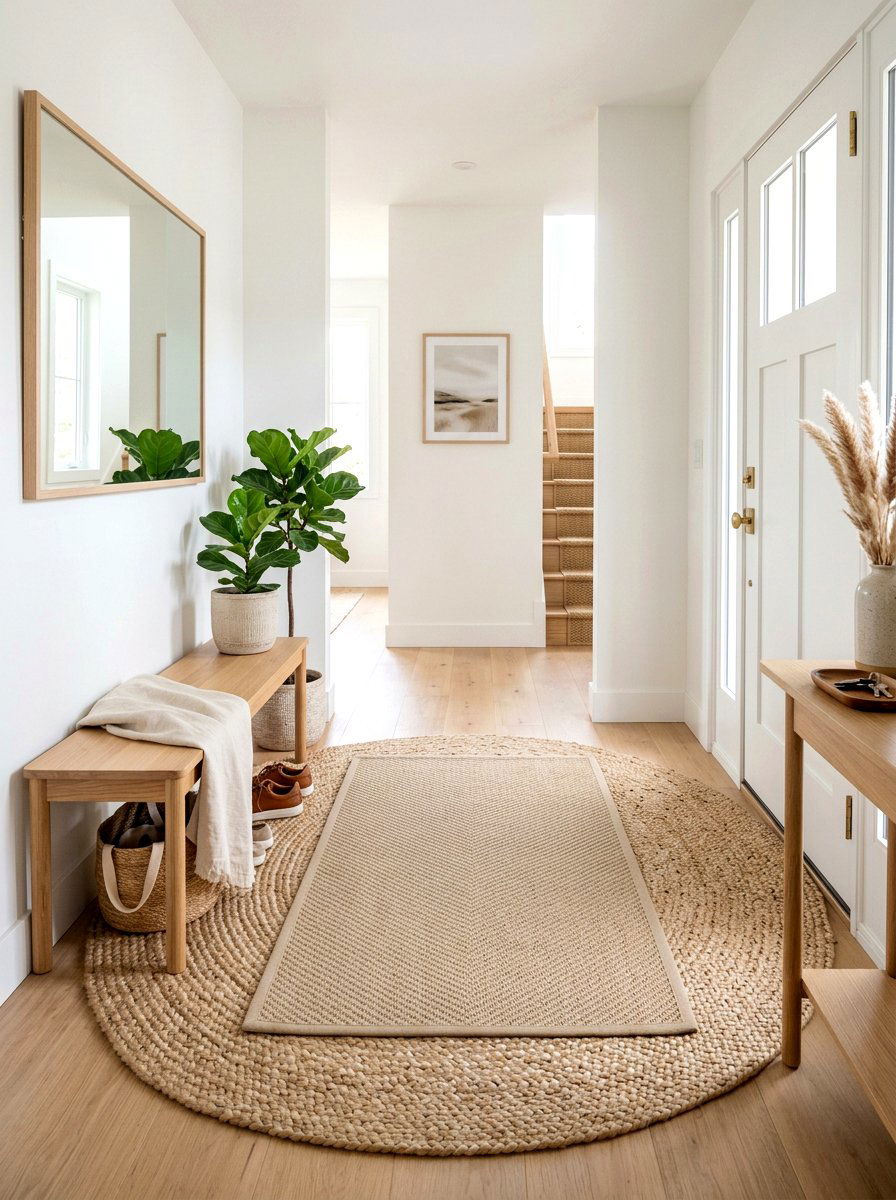 Double Jute Layered Entryway - 30 entrance rug layering ideas