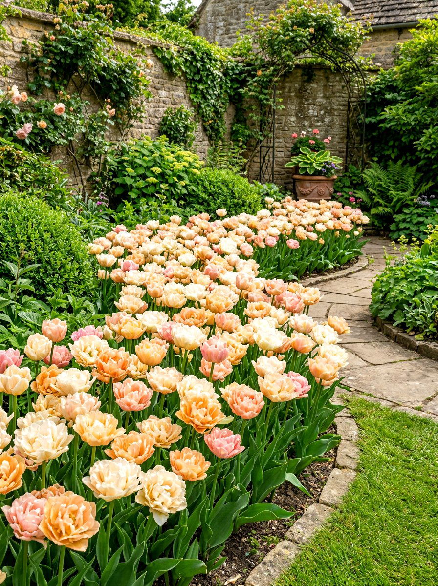 Double Late Tulip Bed - 30 tulip border ideas