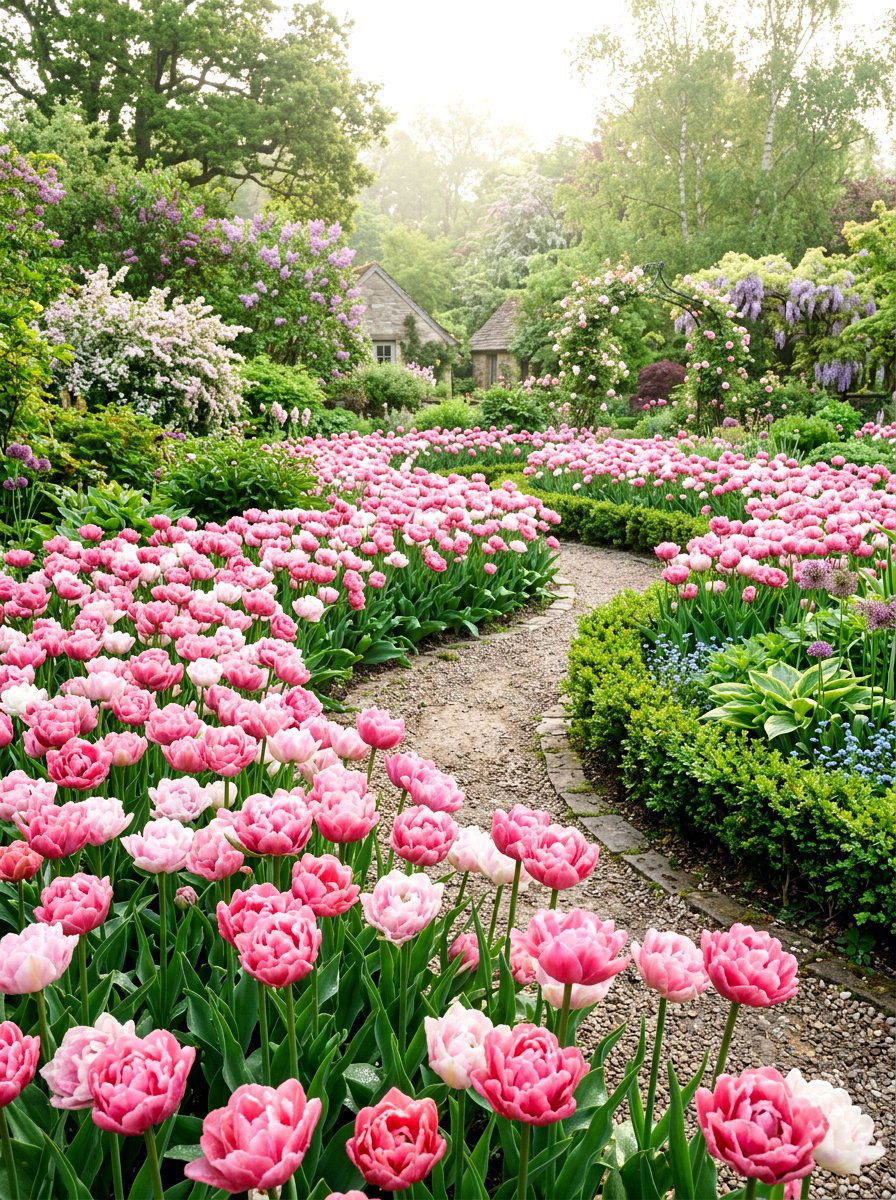 Double Late Tulip Garden - 30 tulip garden ideas