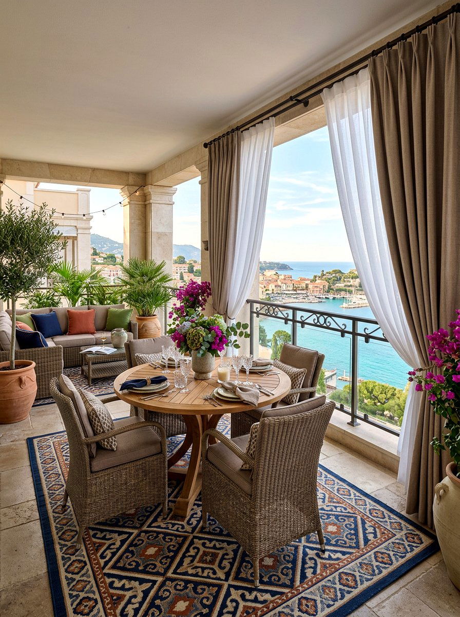 Double Layer Balcony Privacy Curtains