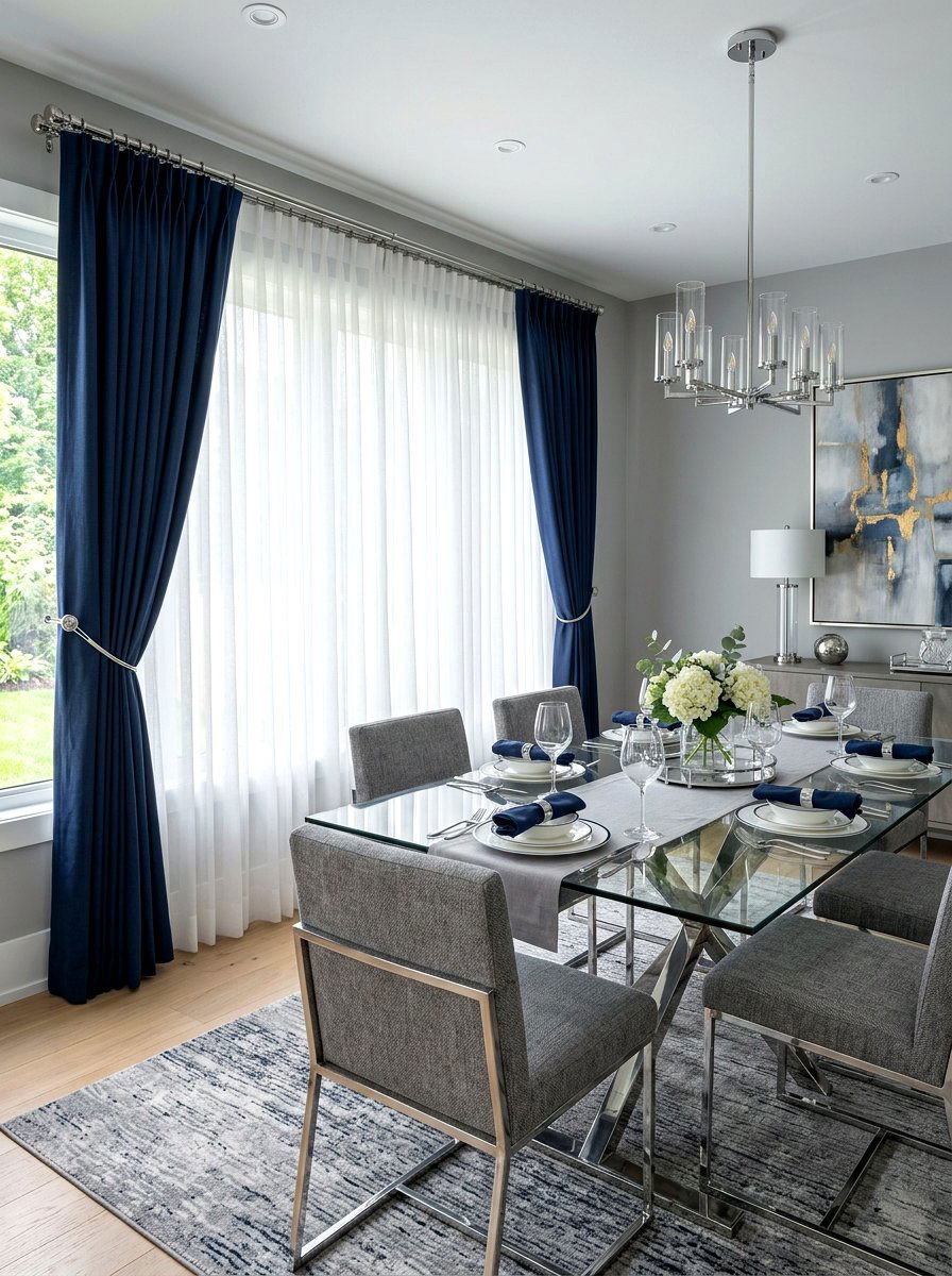 Double Layer Dining Room Curtains - 30 dining room draped curtains ideas