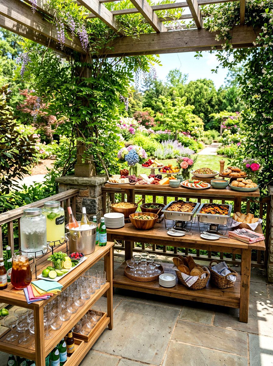 Double Layered Buffet Table - 30 porch skirted table ideas