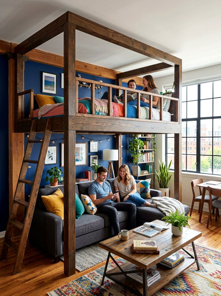 Double Loft Bed - 30 loft bed studio apartment ideas