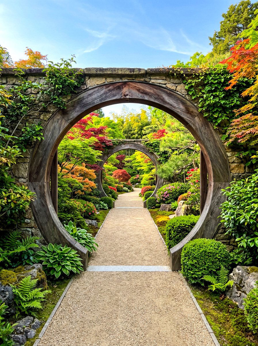 Double Moon Gate Design - 30 moon gate backyard ideas