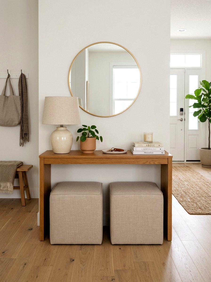 Double Ottoman Under Console - 30 ottoman styling ideas