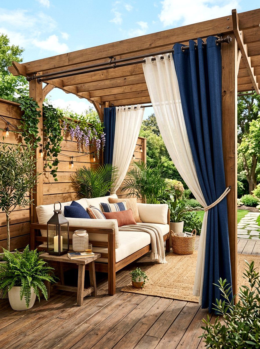 Double Outdoor Curtain Rod - 30 outdoor curtain rod ideas