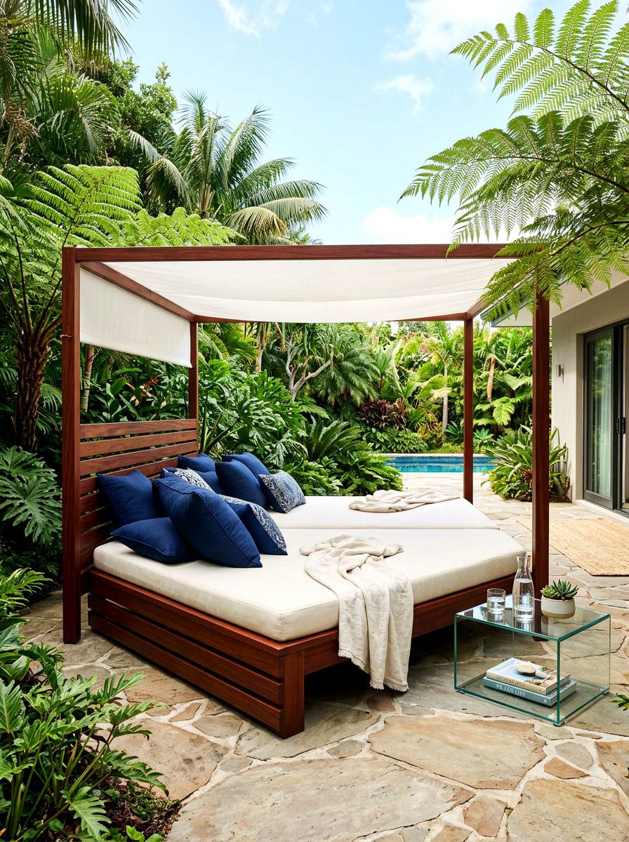 Double Outdoor Daybed Area - 30 luxury sun lounger ideas