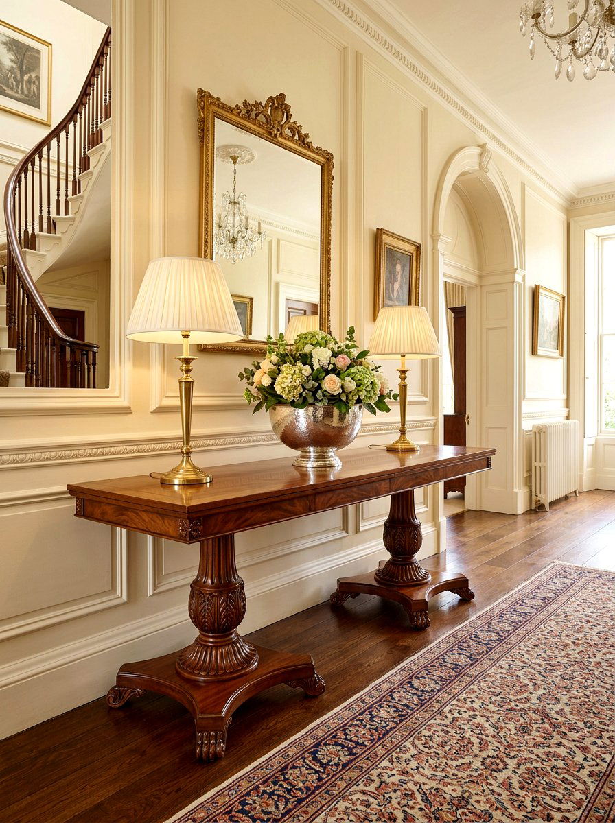 Double Pedestal Hallway Table - 30 pedestal entry table ideas
