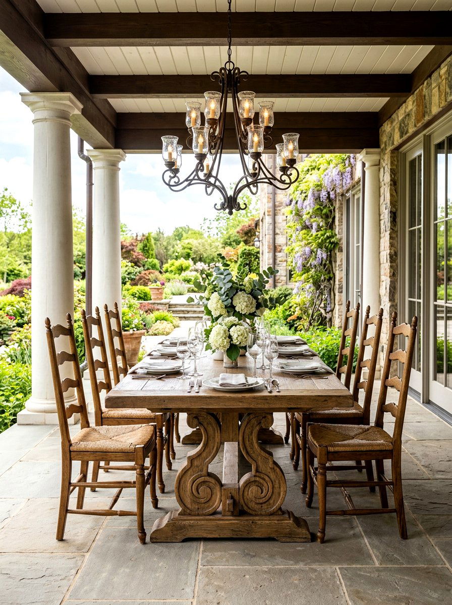 Double Pedestal Outdoor Table - 30 farmhouse outdoor table ideas