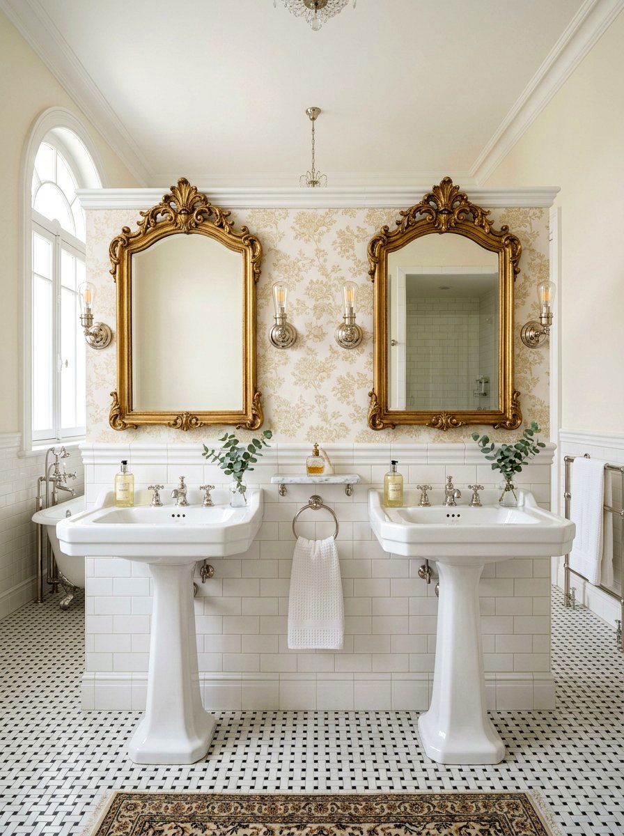 Double Pedestal Sink - 30 Parisian bathroom ideas