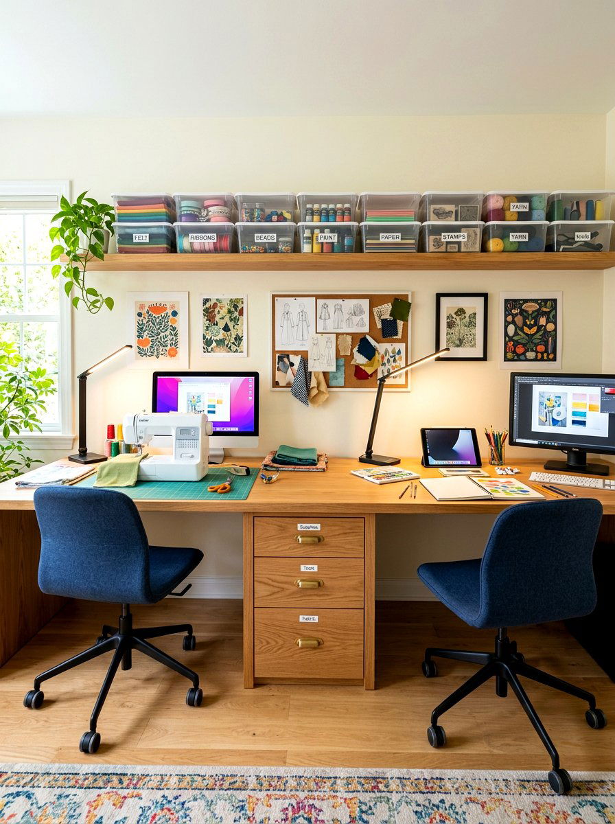 Double Person Craft Desk - 30 crafting nook ideas