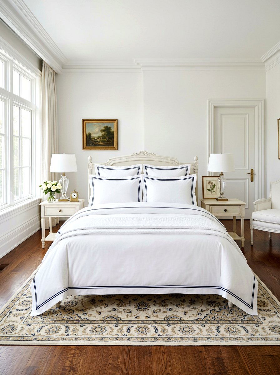 Double Piped White Bedding - 30 piped bedding ideas