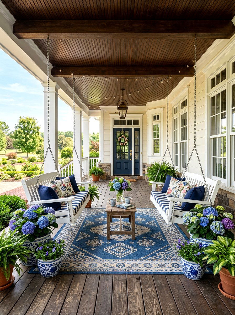 Double Porch Swing Layout - 30 farmhouse porch swing ideas