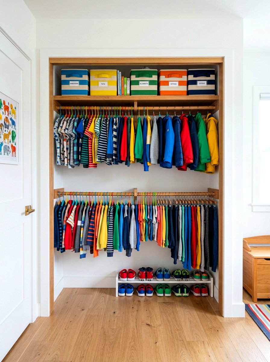 Double Rod Closet - 30 kids closet ideas