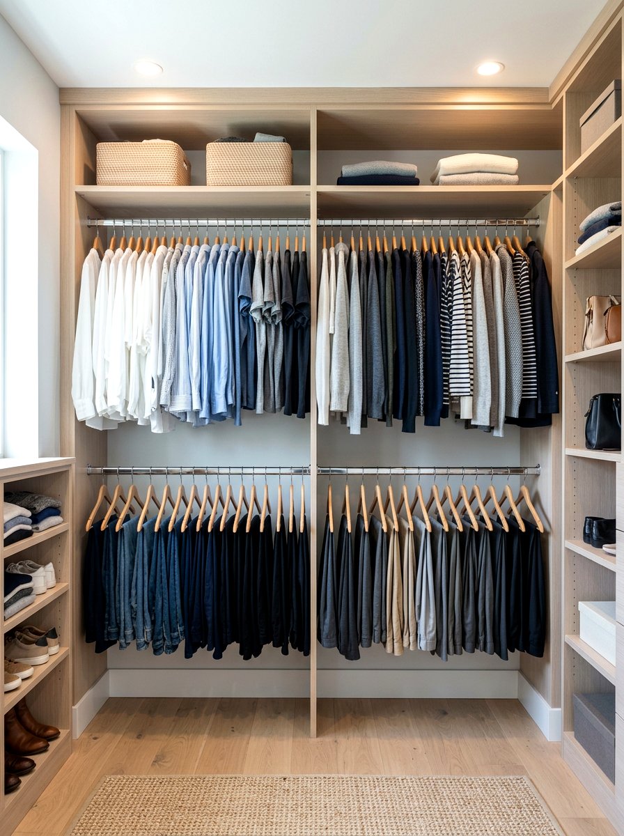 Double Rod Hanging System - 30 capsule wardrobe closet ideas