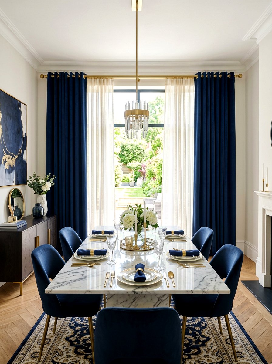 Double Rod Layering System - 30 dining room drapery ideas