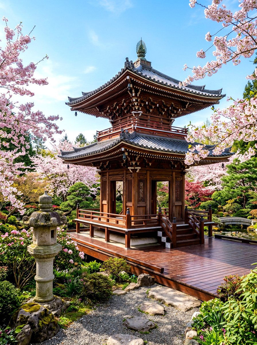 Double Roof Pagoda - 30 outdoor retreat pavilion ideas