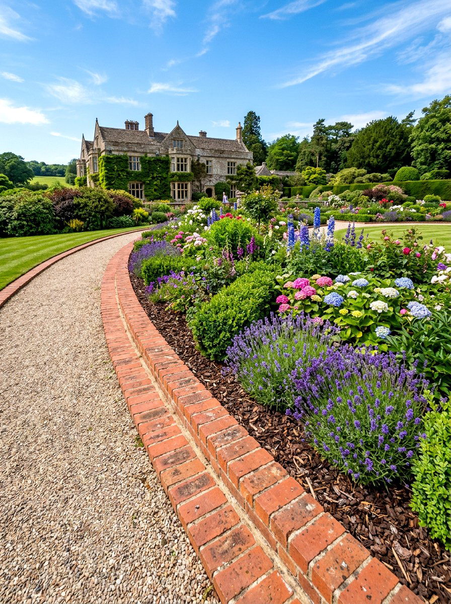Double Row Brick Border - 30 brick border front yard ideas