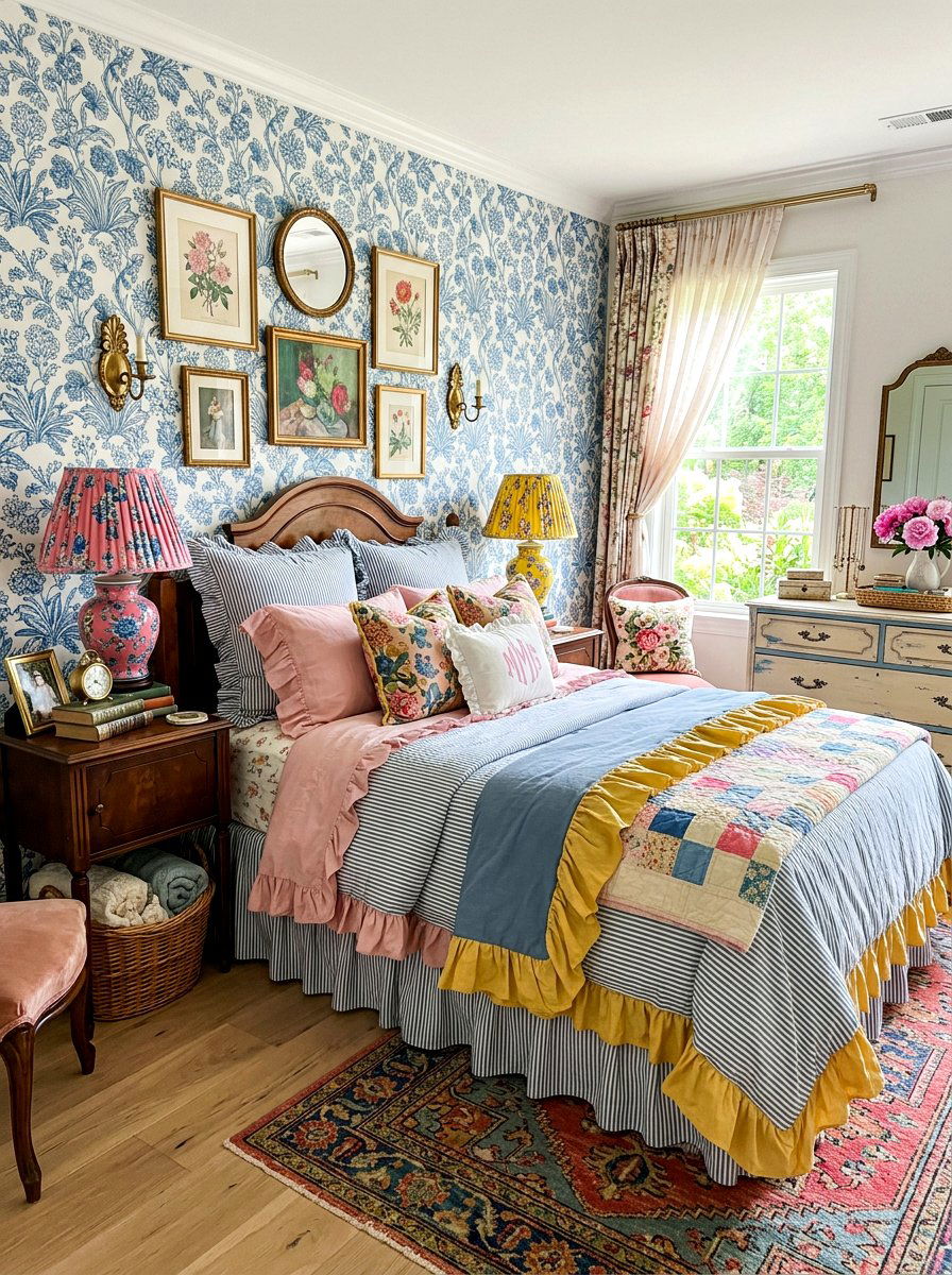 Double Ruffled Duvet - 30 ruffled bedding bedroom ideas