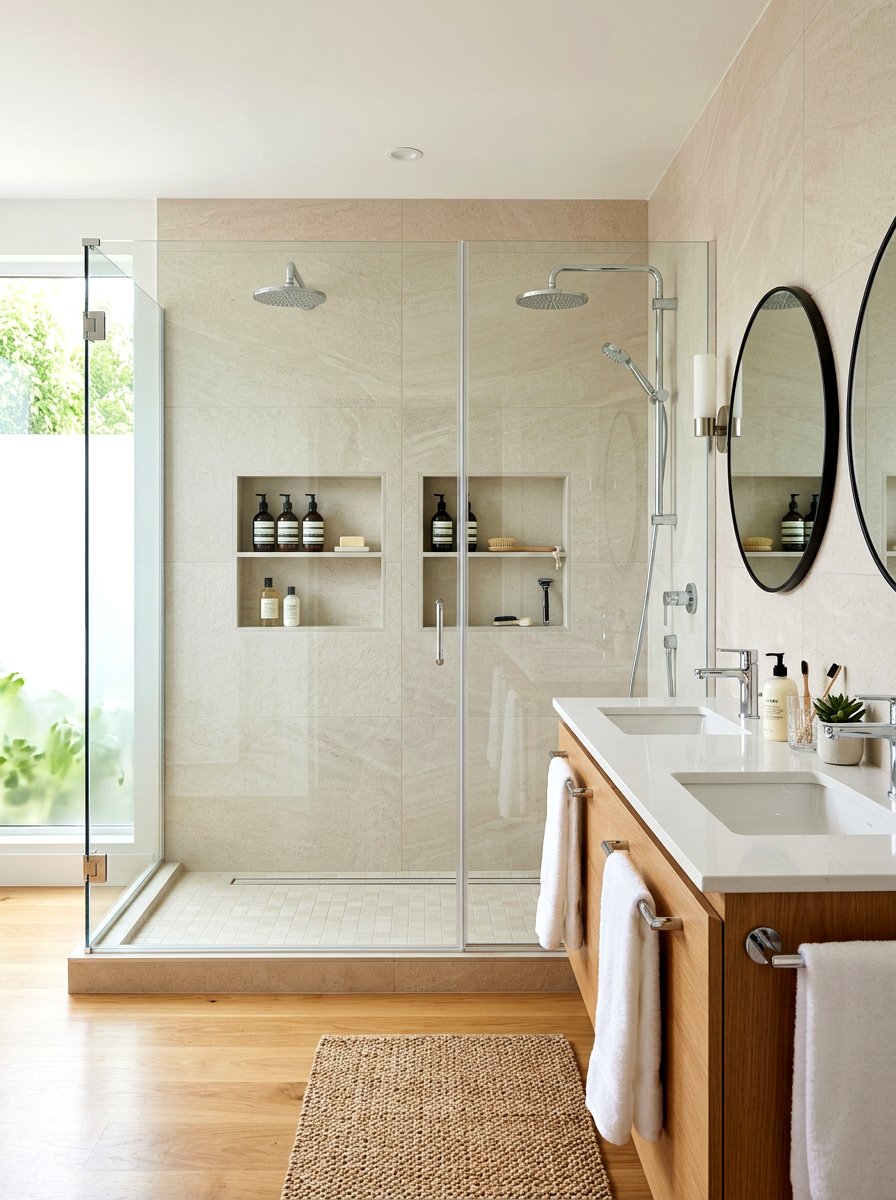 Double Shower Niche - 30 shower niche ideas