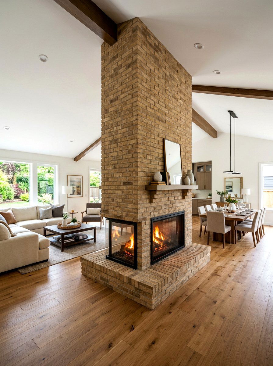 Double Sided Brick Fireplace - 30 brick fireplace ideas