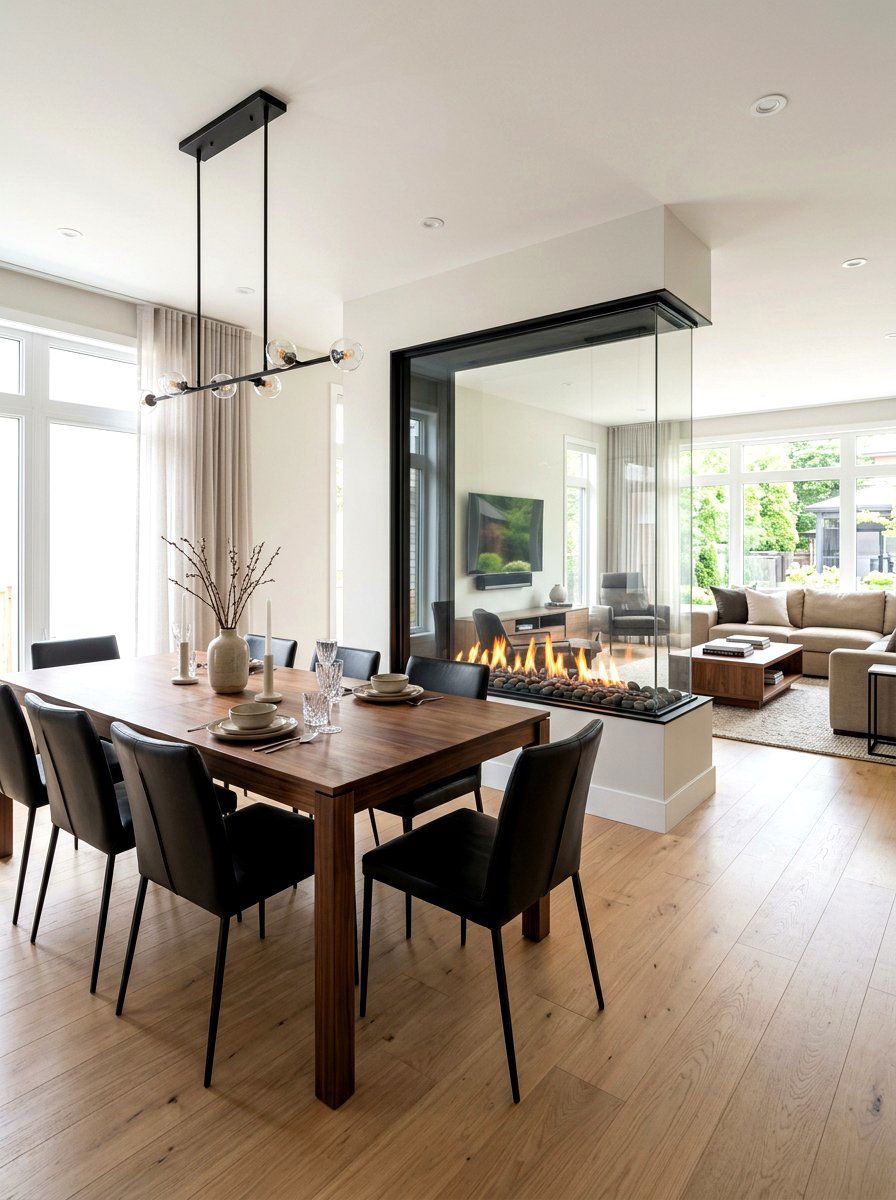 Double Sided Dining Fireplace - 30 dining room fireplace wall ideas