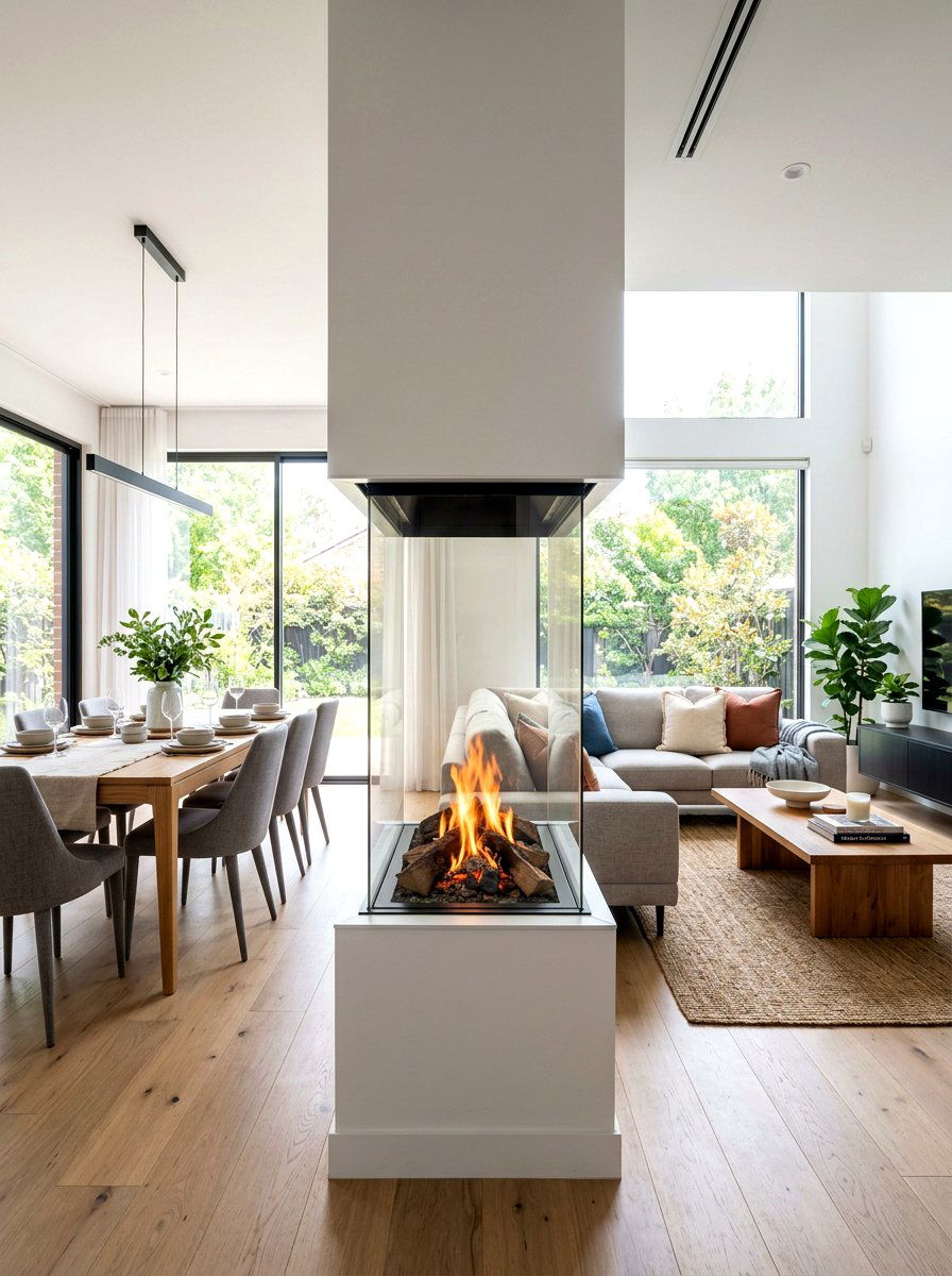 Double Sided Fireplace - 30 modern fireplace surround ideas