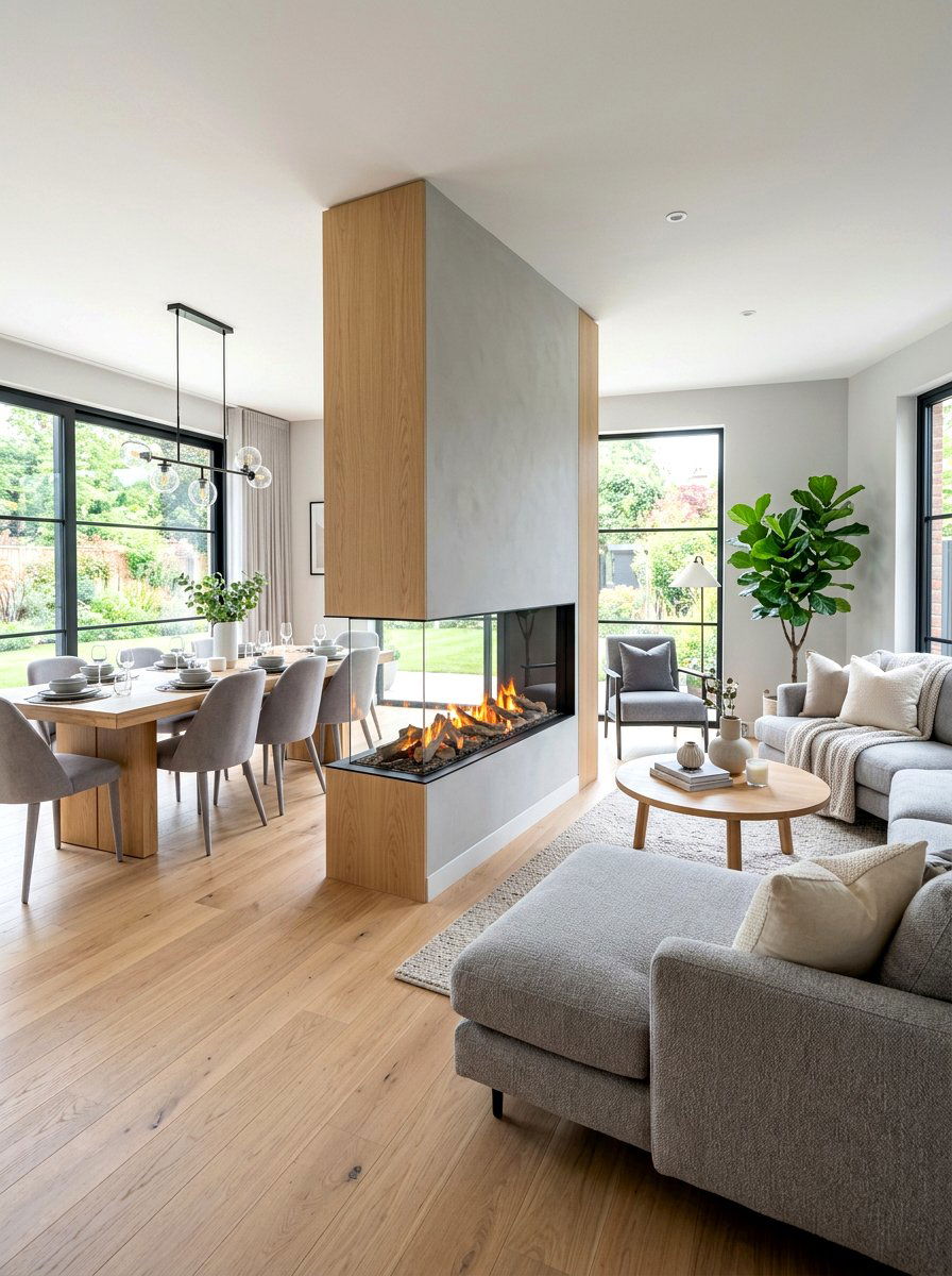 Double Sided Fireplace Divider - 30 electric fireplace wall ideas