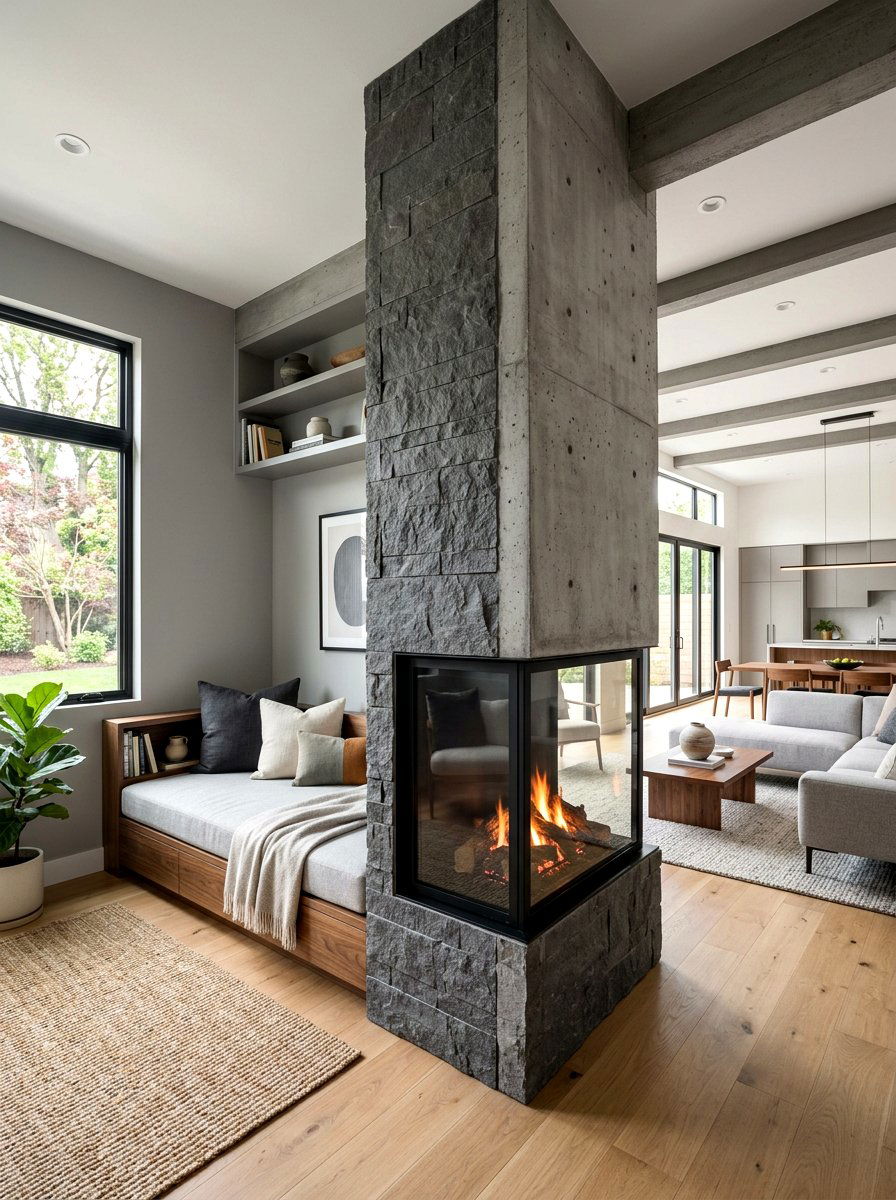 Double Sided Fireplace Nook - 30 fireplace reading nook ideas