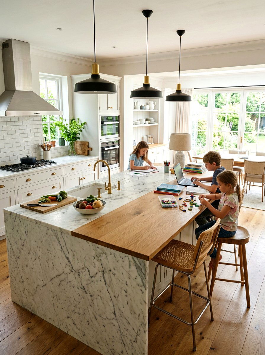 Double Sided Kitchen Island - 30 homework station kitchen ideas