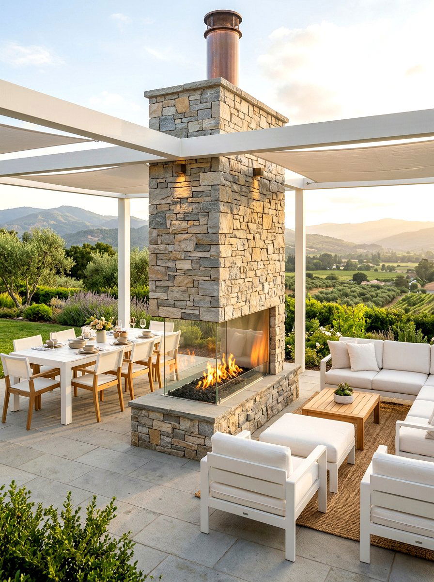 Double Sided Outdoor Fireplace For Patio - 30 modern outdoor fireplace ideas