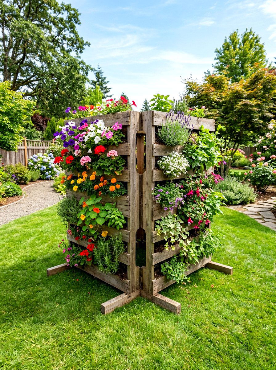 Double Sided Pallet - 30 pallet garden wall ideas