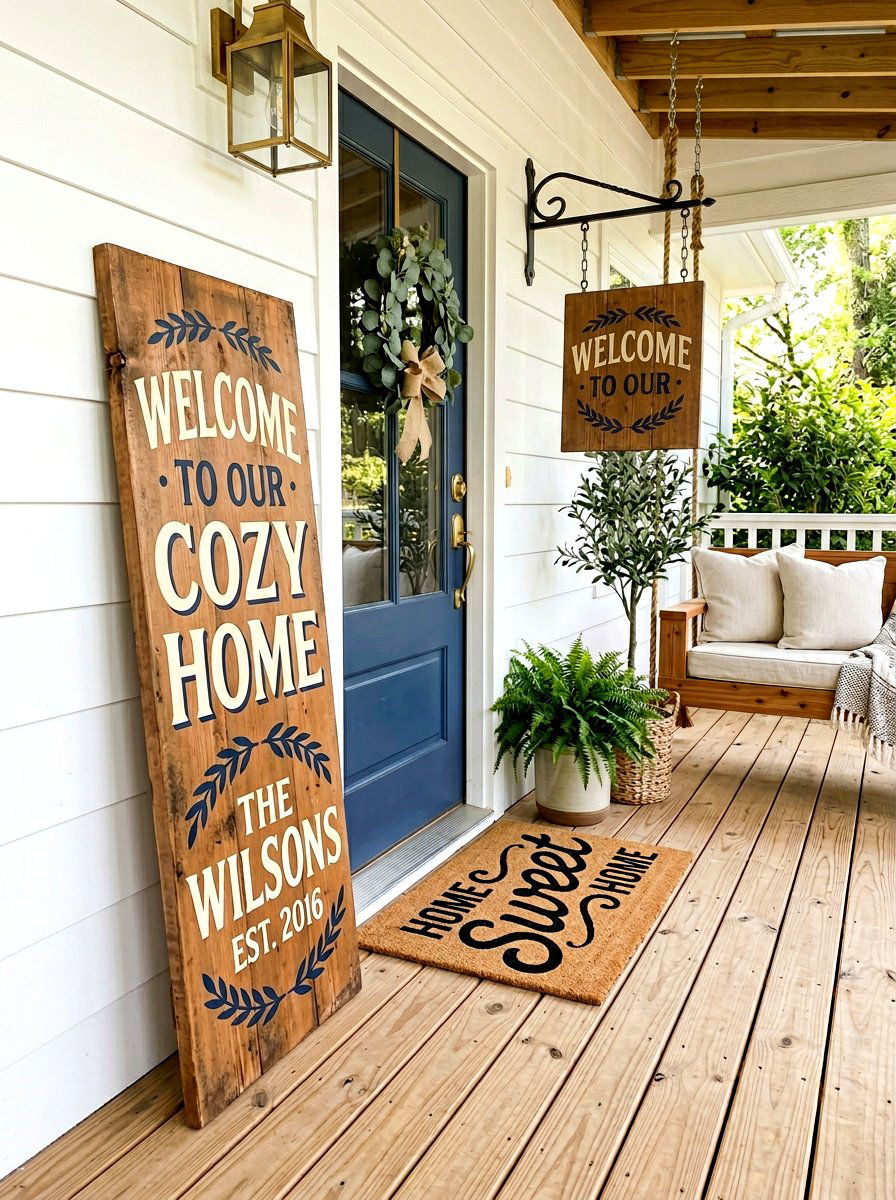 Double Sided Porch Sign - 30 porch welcome sign ideas