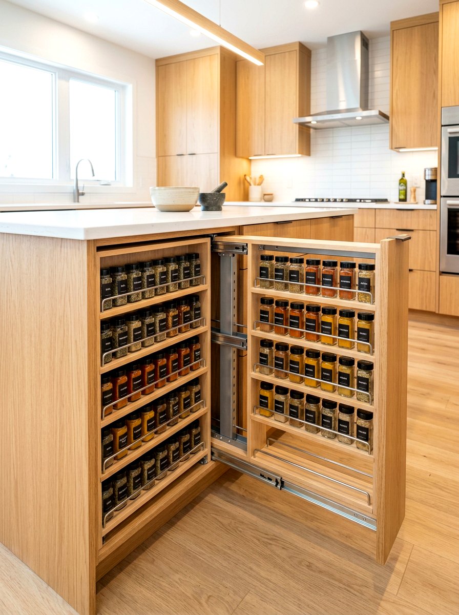 Double Sided Spice Pull Out - 30 pull out spice rack ideas