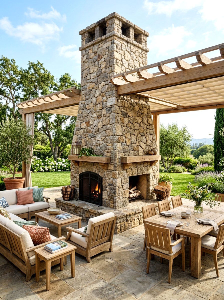 Double Sided Stone Fireplace - 30 stone outdoor fireplace ideas
