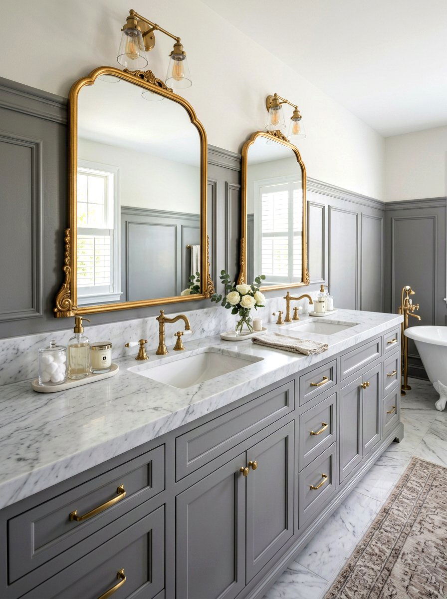Double Sink Marble Vanity - 30 bathroom vanity ideas