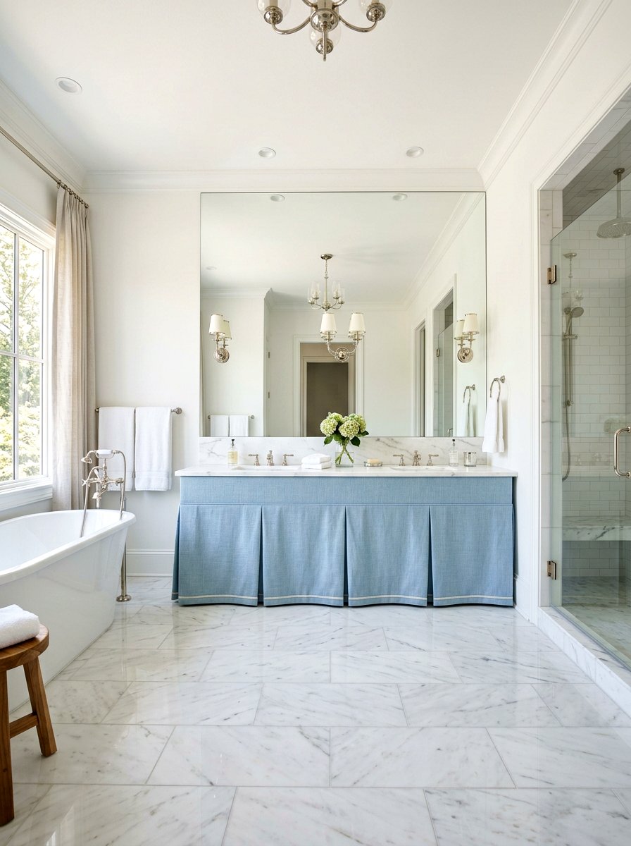 Double Sink Skirted Vanity - 30 skirted vanity ideas