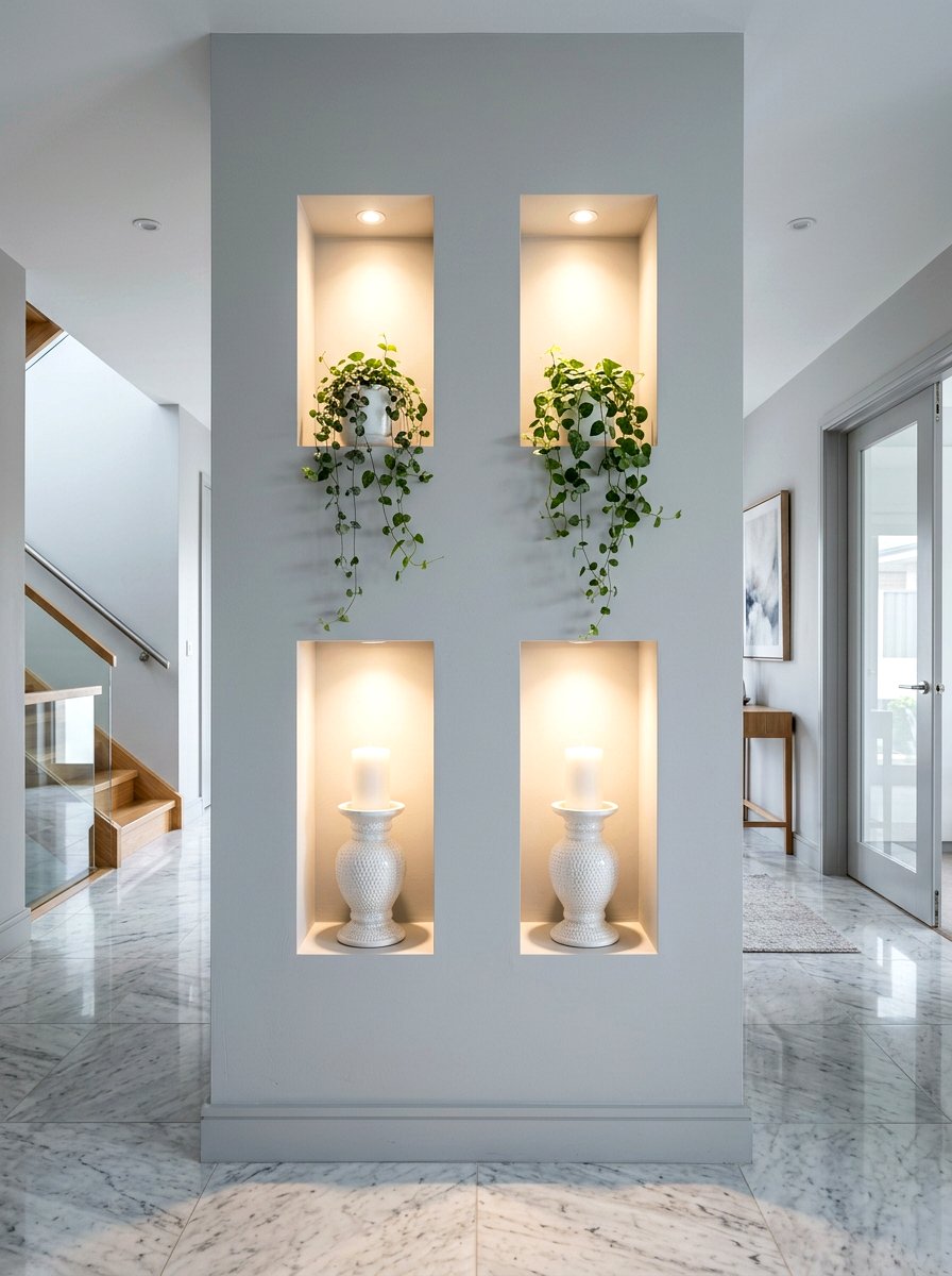 Double Stacked Hall Niches - 30 built in hall niche ideas
