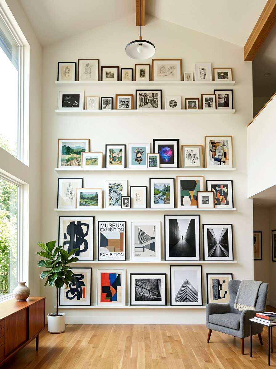 Double Stacked Picture Ledge - 30 picture ledge ideas
