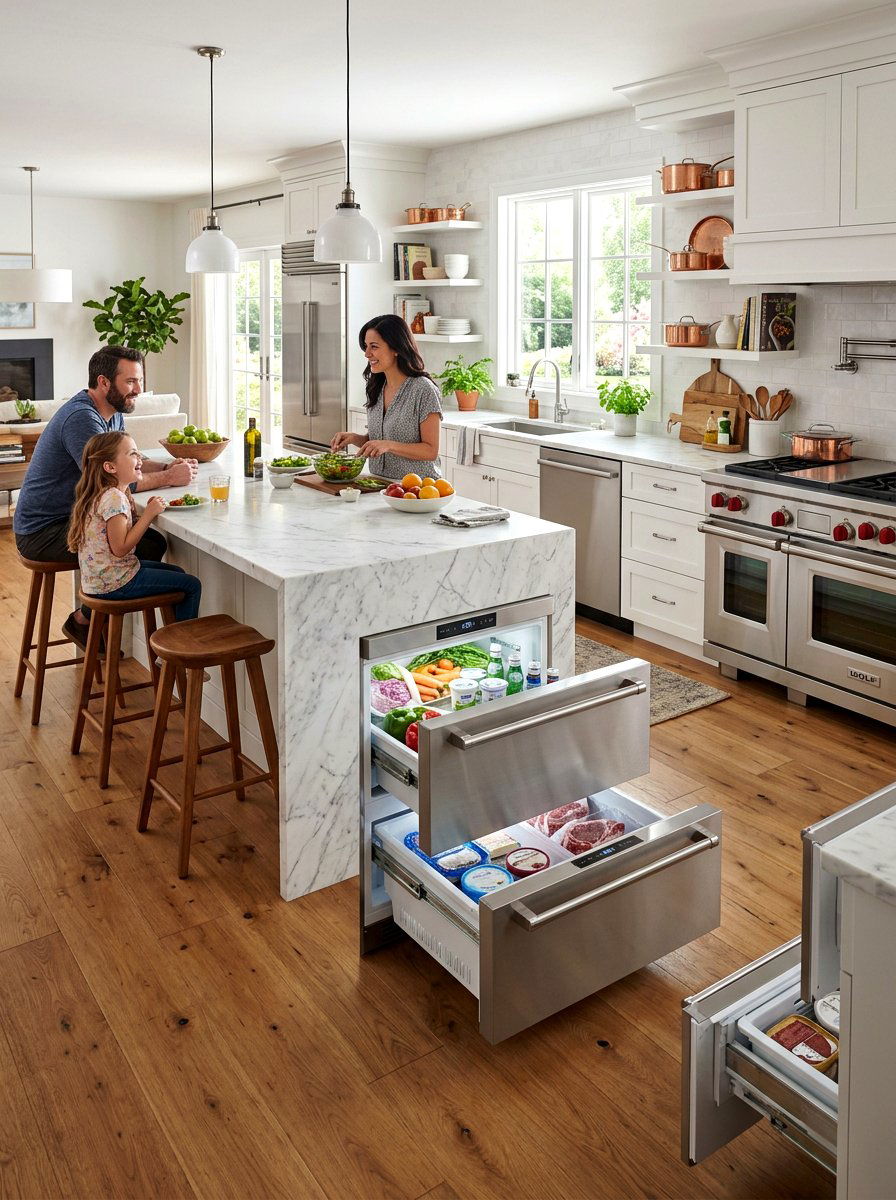 Double Stacked Refrigerated Drawers - 30 beverage drawer ideas