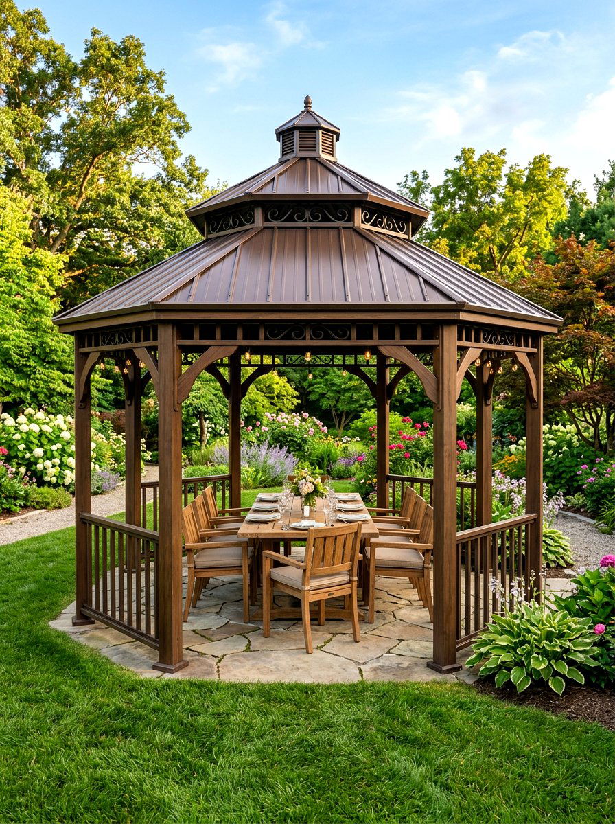 Double Steel Roof Gazebo - 30 hardtop gazebo ideas